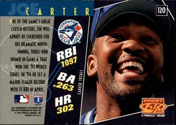 1995 Sportflix #120 Joe Carter Back
