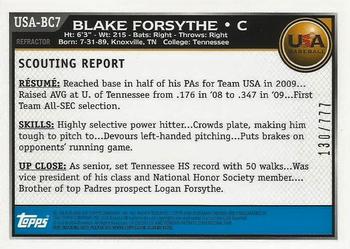2010 Bowman Chrome - USA Baseball Refractors #USA-BC7 Blake Forsythe Back