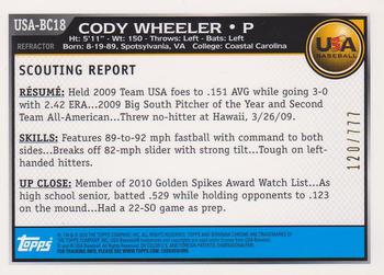 2010 Bowman Chrome - USA Baseball Refractors #USA-BC18 Cody Wheeler Back