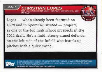 2010 Bowman Chrome - USA Stars #USA-7 Christian Lopes Back