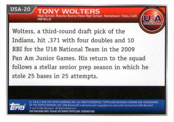 2010 Bowman Chrome - USA Stars #USA-20 Tony Wolters Back