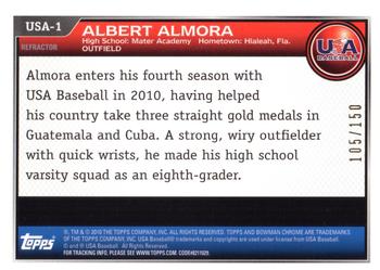 2010 Bowman Chrome - USA Stars Blue Refractors #USA-1 Albert Almora Back