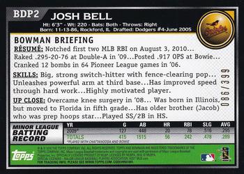 2010 Bowman Draft Picks & Prospects - Blue #BDP2 Josh Bell Back