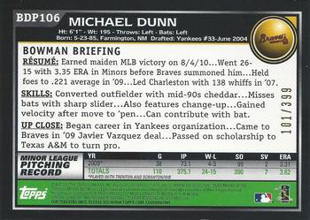 2010 Bowman Draft Picks & Prospects - Blue #BDP106 Michael Dunn Back