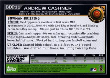 2010 Bowman Draft Picks & Prospects - Gold #BDP11 Andrew Cashner Back