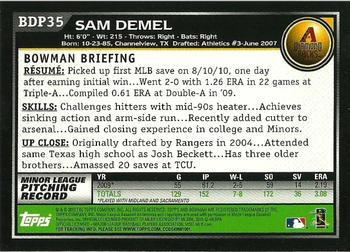 2010 Bowman Draft Picks & Prospects - Gold #BDP35 Sam Demel Back