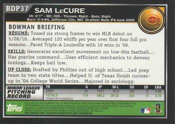 2010 Bowman Draft Picks & Prospects - Gold #BDP37 Sam LeCure Back