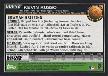 2010 Bowman Draft Picks & Prospects - Gold #BDP42 Kevin Russo Back