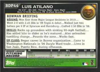 2010 Bowman Draft Picks & Prospects - Gold #BDP44 Luis Atilano Back