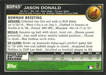 2010 Bowman Draft Picks & Prospects - Gold #BDP45 Jason Donald Back