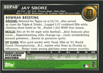 2010 Bowman Draft Picks & Prospects - Gold #BDP48 Jay Sborz Back
