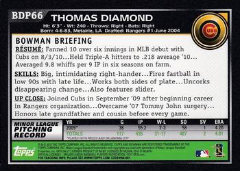 2010 Bowman Draft Picks & Prospects - Gold #BDP66 Thomas Diamond Back