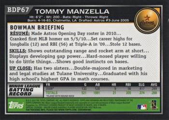 2010 Bowman Draft Picks & Prospects - Gold #BDP67 Tommy Manzella Back