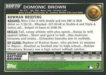 2010 Bowman Draft Picks & Prospects - Gold #BDP70 Domonic Brown Back