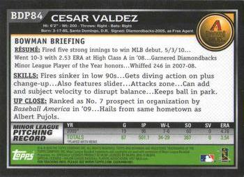 2010 Bowman Draft Picks & Prospects - Gold #BDP84 Cesar Valdez Back