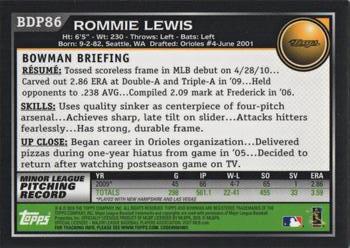 2010 Bowman Draft Picks & Prospects - Gold #BDP86 Rommie Lewis Back