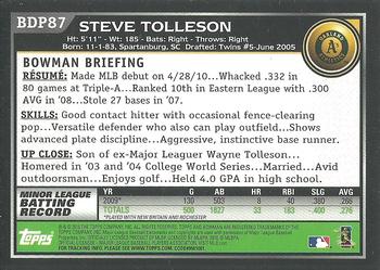 2010 Bowman Draft Picks & Prospects - Gold #BDP87 Steve Tolleson Back
