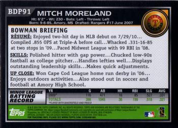 2010 Bowman Draft Picks & Prospects - Gold #BDP91 Mitch Moreland Back
