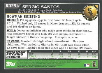 2010 Bowman Draft Picks & Prospects - Gold #BDP94 Sergio Santos Back