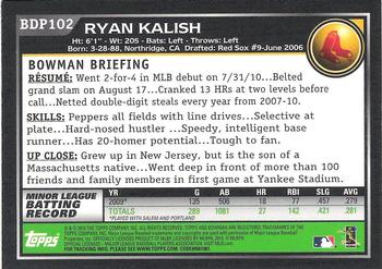 2010 Bowman Draft Picks & Prospects - Gold #BDP102 Ryan Kalish Back