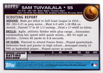 2010 Bowman Draft Picks & Prospects - Prospects #BDPP1 Sam Tuivailala Back
