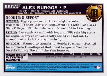 2010 Bowman Draft Picks & Prospects - Prospects #BDPP2 Alex Burgos Back