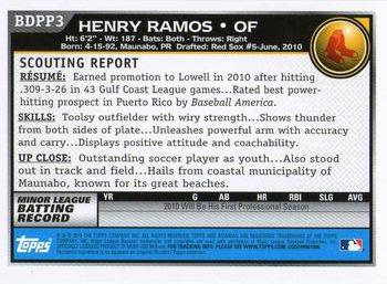 2010 Bowman Draft Picks & Prospects - Prospects #BDPP3 Henry Ramos Back