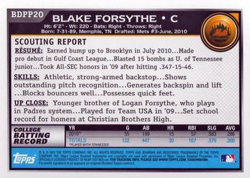 2010 Bowman Draft Picks & Prospects - Prospects #BDPP20 Blake Forsythe Back