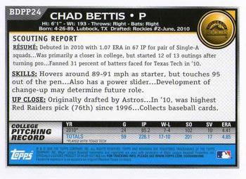 2010 Bowman Draft Picks & Prospects - Prospects #BDPP24 Chad Bettis Back