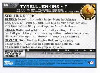 2010 Bowman Draft Picks & Prospects - Prospects #BDPP26 Tyrell Jenkins Back