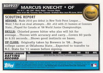 2010 Bowman Draft Picks & Prospects - Prospects #BDPP27 Marcus Knecht Back