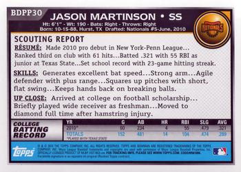 2010 Bowman Draft Picks & Prospects - Prospects #BDPP30 Jason Martinson Back