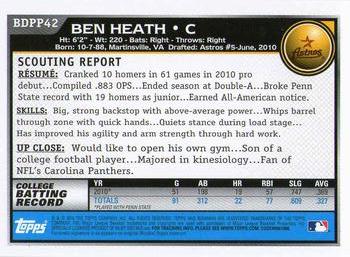 2010 Bowman Draft Picks & Prospects - Prospects #BDPP42 Ben Heath Back