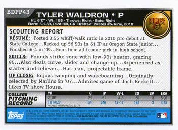 2010 Bowman Draft Picks & Prospects - Prospects #BDPP43 Tyler Waldron Back