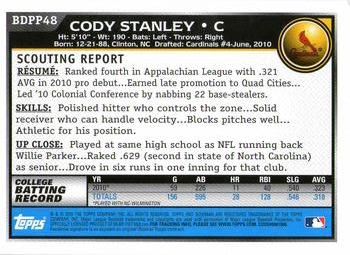 2010 Bowman Draft Picks & Prospects - Prospects #BDPP48 Cody Stanley Back