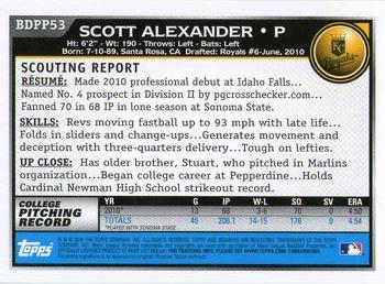 2010 Bowman Draft Picks & Prospects - Prospects #BDPP53 Scott Alexander Back
