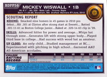 2010 Bowman Draft Picks & Prospects - Prospects #BDPP56 Mickey Wiswall Back