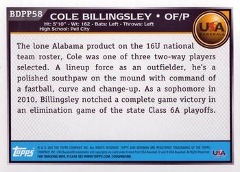 2010 Bowman Draft Picks & Prospects - Prospects #BDPP58 Cole Billingsley Back