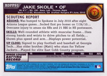 2010 Bowman Draft Picks & Prospects - Prospects #BDPP91 Jake Skole Back