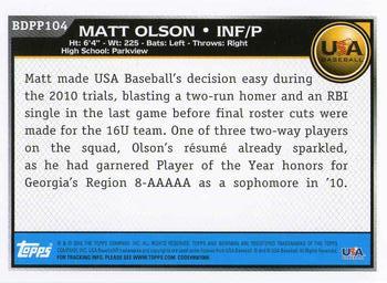 2010 Bowman Draft Picks & Prospects - Prospects #BDPP104 Matt Olson Back