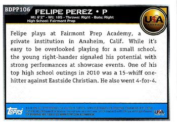 2010 Bowman Draft Picks & Prospects - Prospects #BDPP106 Felipe Perez Back