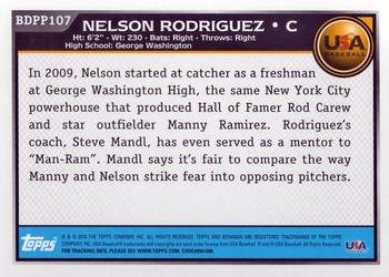 2010 Bowman Draft Picks & Prospects - Prospects #BDPP107 Nelson Rodriguez Back