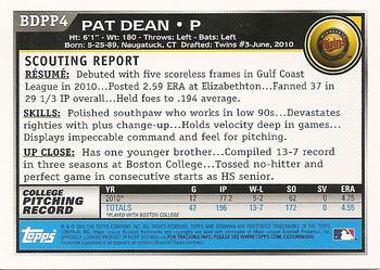 2010 Bowman Draft Picks & Prospects - Prospects #BDPP4 Pat Dean Back