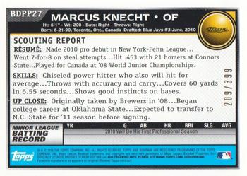 2010 Bowman Draft Picks & Prospects - Prospects Blue #BDPP27 Marcus Knecht Back