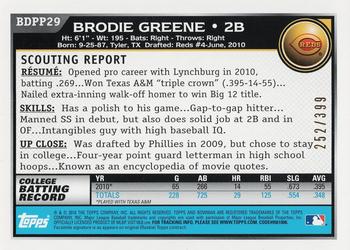 2010 Bowman Draft Picks & Prospects - Prospects Blue #BDPP29 Brodie Greene Back