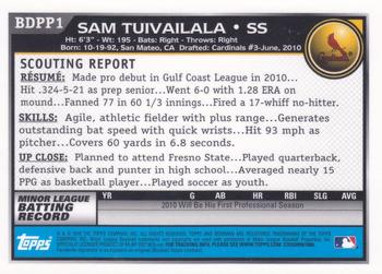 2010 Bowman Draft Picks & Prospects - Prospects Gold #BDPP1 Sam Tuivailala Back