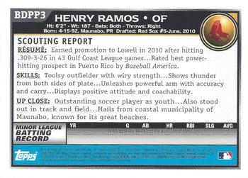 2010 Bowman Draft Picks & Prospects - Prospects Gold #BDPP3 Henry Ramos Back