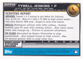 2010 Bowman Draft Picks & Prospects - Prospects Gold #BDPP26 Tyrell Jenkins Back