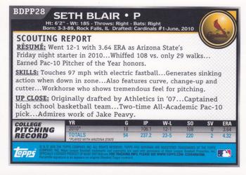 2010 Bowman Draft Picks & Prospects - Prospects Gold #BDPP28 Seth Blair Back