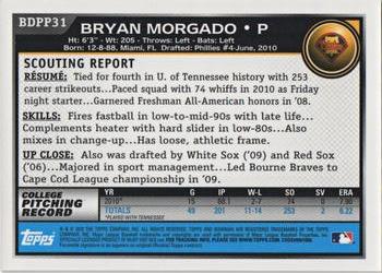 2010 Bowman Draft Picks & Prospects - Prospects Gold #BDPP31 Bryan Morgado Back